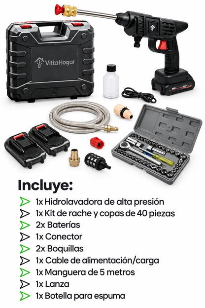 Hidrolavadora + Kit de Herramientas de 40 Piezas