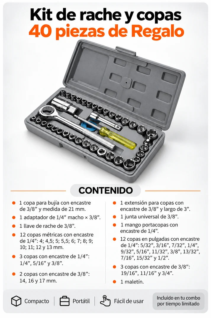 Hidrolavadora + Kit de Herramientas de 40 Piezas